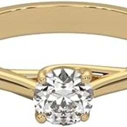 925 Sterling Silver Classic Round Moissanite Valentino Promise Solitaire Ring For Women | 18k Gold Plated Fine Jewelry for Women | AAA+ Quality Engagement Ring | Best Gift-3