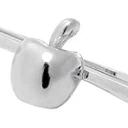 2 Inch Apple Tie Clips for Men Skinny Silver Novelty Tie Bar Slide Personalised for Regular Necktie-image-92