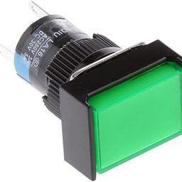 SAZ DEKOR DC 24V Push Button Momentary Self Reset Rectangle Switch w/LED Light Green-32
