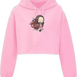 Tailed BeastLavender Nezukood Women and Girls Crop Hoodie, for Winters-image-86