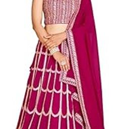 Women's Sequins Zari Embroidered Pure Georgette Lehenga Choli With Dupatta Indian Style Designer Wedding Events Party-picture-18