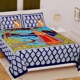 100% Cotton 104 Tc Pure Cotton Single BedSheet with Two Pillow Covers (BHM-SNGL-1921)-image-88