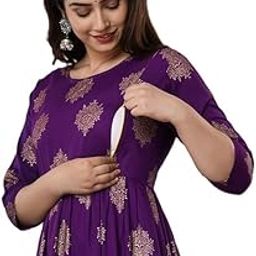 Women's Anarkali Maternity Kurta |Easy Breast Feeding | Breastfeeding Kurti Western Dress with Zippers for Nursing Pre and Post Pregnancy | Pregnant Lady Dress-image-8