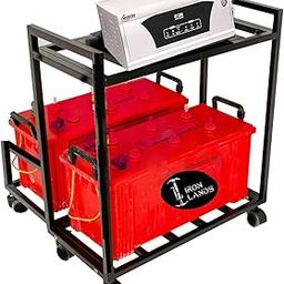 Double Battery Heavy Metal Inverter Trolley UPS CPU Stand with Wheels for Home and Office - Cabinet with Shelf-image-34