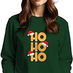 Women�s Green 'Ho Ho Ho' Christmas Sweatshirt � Playful, Cozy, and Festive Holiday Wear | Ideal for Casual Gatherings, Gift-Giving, Or Seasonal Celebrations.-image-8