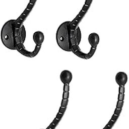 (RES)Metal Wall Hook Hanging Plant Bracket | Decorative Straight Plant Hanger for Pots Bird Feeders, Planters, Lanterns Cotton Wind Chimes Indoor and Outdoor Hanger (Pack Of 4, Simple Hook Black)-image-65