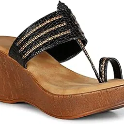 luvfeet Fashion Sandal|Faux Leather Comfortable And Stylish Wedges Slip-on Casual Wear Occasions 4 Inches Heel For Women & Girls-picture-21