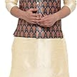 Men's Stylish Silk Kurta with Churidar & Printed Nehru Jacket Set-picture-0