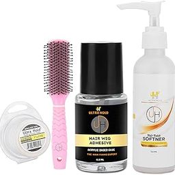 UltraHold Travel Essentials Pack–No Shine Wig Tape (3meter),Waterproof Hair Patch Glue (11.8ml), Softener Spray (100ml) & Flat Brush | Hair Patch, Wig & Extension Care Combo Kit for Men & Women-7