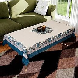 Kuber Industries Center Table Cover | 40x60 Inch | Indoor & Outdoor Table Cover | Net 4 Seater Table Cover | Table Protector Cover for Home | Rose Digital Embroidery Print-640 | CTC | Blue-image-55