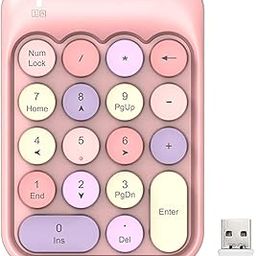 FELICON Wireless Numeric Keypad 18 Keys with 2.4G Mini Portable Silent Number Pad USB Receiver Financial Accounting Keyboard Extensions for Laptop Desktop PC Pro（Pink Mix）-34