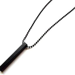 3D Cuboid Vertical Bar/Stick Black Locket Pendant Necklace Chain For Men & Boys, Men's Fashion Jewellery Silver Chain & Charm-image-29