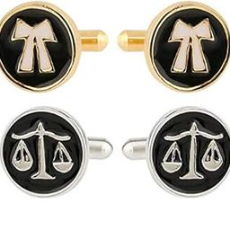 Cufflinks For Men Lawyer Cufflinks Women In A Gift Box (Golden Lawyer + Silver Law)-23