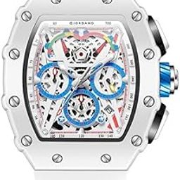 Multifunction Watch for Men with Day, Date, and 24-Hour Sub-Dial, Water Resistant Square Dial Unique Design-1