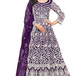 Women Net Embroidery Anarkali Semi Stitched Gown with Dupatta Set.-image-43