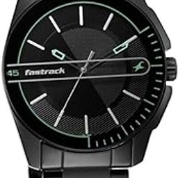 Wear Your Look Quartz Analog Black Dial Metal Strap Watch for Men-NS3089NM03-0