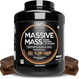 QNT Massive Mass | 4kg | Irish Chocolate | 26 Servings (25g Protein, 5.7g BCAA, 105g Carbs) Advanced Muscle Gain & Weight Gain Whey Protein | BCAA for Fast Muscle Recovery-image-75
