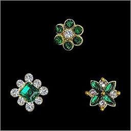 Comet Busters® Stick-On Nose Bindis – No Piercing – Green Crystal Floral Nose Studs – Reusable – Pack of 3 (Emerald Design) – Nose Bindi Stickers for Women & Girls (ONS046)-15