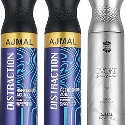 Ajmal 2 Distraction for Men & Women and 1 Evoke Silver Edition for Him for Men Deodorants each 200ML Combo pack of 3 (Total 600ML)-image-12