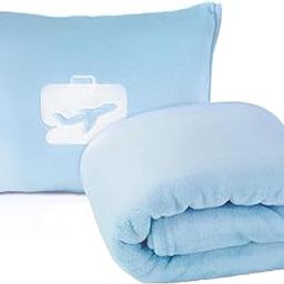 SANMARINO Luxury Travel Pillow Blanket – Ultra-Soft Flannel, 2-in-1 Compact Design, 65x40 Inches – Plush & Portable Comfort for Travel, Flights & Camping with Carry Case, Aqua-image-82