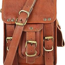 Stylish Genuine Leather 3 Compartment Sling Bag Cross Body Bag For Men Women/Unisex (9x7 Inch)-image-53