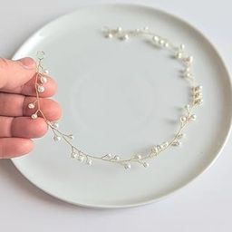 Golden Pearl Bridal Hair Vine | Minimalist Wedding Headband | Gift Ready | 1 Pc-image-23