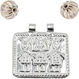 Pure Silver/Chandi Ahoi Mata Ashtami Hoi Puja Amulet Pendant (Normal Size) with Ahoi Mata Dane Moti 2 pieces for Women-image-18