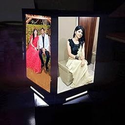 Rudram Arts Personalized LED Photo Lamp Rotating Display Stand, Black Base with Illuminated 5 Photos-image-16