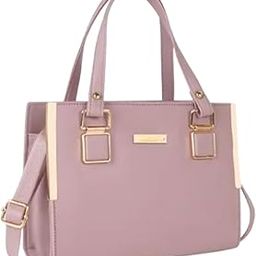 PROGONE Ladies Handbag, Mauve Pink, Faux Leather Shoulder Bag with Gold Hardware-image-106
