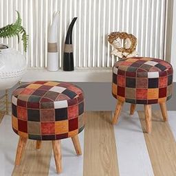 Smartkart Ottoman Stool for Living | Pouffes for Sitting Printed Ottoman, Combo 17 Inch Height, Multi Box-image-70