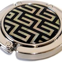 Mother of Pearl Black Foldable Table Purse Caddy Handbag Holder Hanger Hook, Lattice, 3.2 Ounce-image-7
