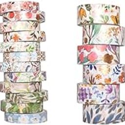 HASTHIP® 18 Rolls Gold Foil Flower Paper Tape Set Colored Decorative Painter Handcraft Scrapbooking Bullet Diary DIY Gift Packaging 2PCS-image-58