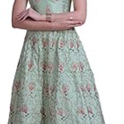 Green Color Embroidery Silk Fabric Lehenga Choli With Dupatta For Womens-image-69