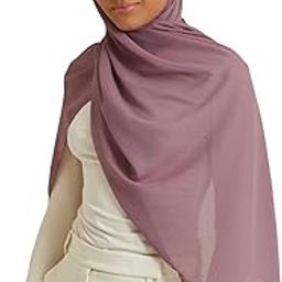 AN NISA (THE WOMAN) Dull Pink Chiffon & Georgette Blend Hijab/Scarf/Dupatta/Neck Wrap (Size - 180 * 70cm)-image-43
