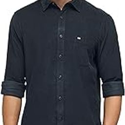 Arrow Men's Black Solid Spread Collar Collared Neck Full Sleeve Casual Cotton Slim Fit Shirt-image-2