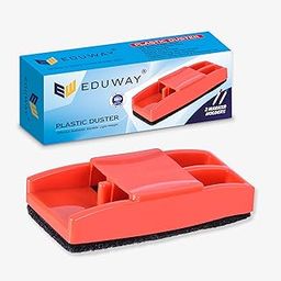 Eduway Non-Magnetic White Board Duster | Chalkboard Eraser | Blackboard Cleaner | Compatible with Both Whiteboard- Greenboard with Marker Holder- Pack of 1 (Assorted Colour)-picture-2
