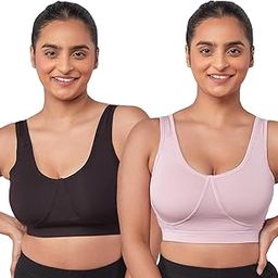M1102 Women's All Day Comfort Slip On Sports Bra | Pack of 2-image-1