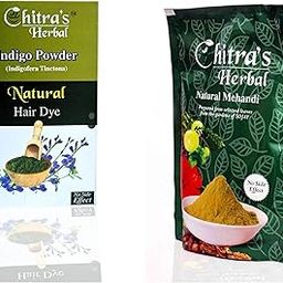 Chitra's Herbal Natural (100 Grams) Indigo Powder And (150 Grams) Mehndi Powder, 100% Pure and Natural Indigo Powder for Hair black, Henna-image-63