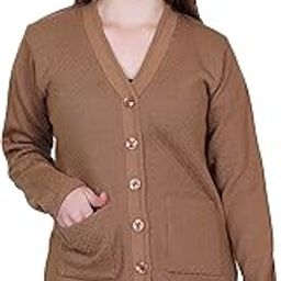 Women's Woolen v-Neck Self Design Regular fit Cardigan Sweater for Winter wear-image-14