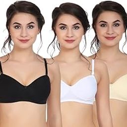 Women's Cotton Blend Lightly Padded Wirefree T-Shirt Bra Combo Pack of 3-picture-25