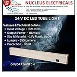 Pack of 2 Qty Nucleus 24V DC LED Tube Light, 1 Ft, 6W, 550 Lumens, IP-20 Protection, with On/Off Switch-13