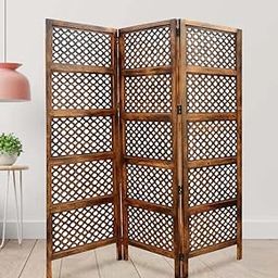 AB Craft Decorative Room Divider Screen, 3 Panel, Geometric Pattern, Brown and Beige, Versatile for Living Room, Bedroom, Hotel-image-76