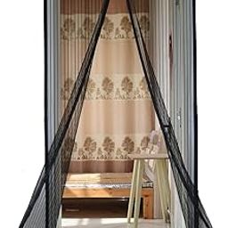 Pure Fine Magic Mesh Magnetic Screen Door Mosquito Net Curtain for Main Door, Balcony, Kitchen Hands-Free Entry & Exit with Full Frame Velcro Closure Easy Installation (Multicolor Pack of 1)-4