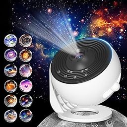 Galaxy Projector for Bedroom Pro Version, Upgraded Film Disc Star Projector for Kid 12 in 1 Planetarium Projector HD Image Adjustable Knob 360° Rotating 1/2h Timer Simple 4-Button Control-8