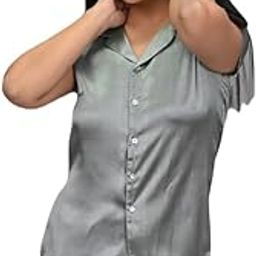 Satin Shirt Shorts with LACE Detail in Grey Color Sleepwear for Women-image-41
