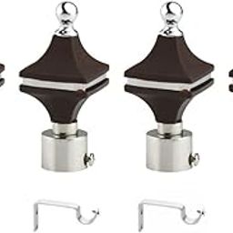 ZAPEX® Durable ABS + Stainless Steel Curtain Bracket with Support 1 Inch Rod Pocket Finials Door and Window Rod Support Fittings, Curtain Rod Holder (Pack of 4, Black)-image-20