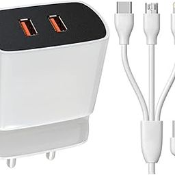 3 in 1 Charger for Xiaomi Civi 5 Pro Original Adopter Super Fast Quick Charging Smart IC Technology with 3-in-1 Multi Functional Micro, iOS, Type-C USB Cable (White, Stand, SE.AC)-image-96