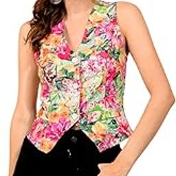 Womens Multicolor Printed Waistcoat - Cotton Blend Waistcoat (10192)-picture-23