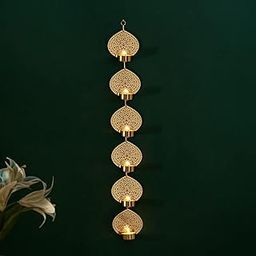 Metal Wall Hanging Tealight Candle Holder, 24 Inch, Pack of 1, 6 Vertical Candle Holders for Home, Living Room, Wedding, Accents Wall Decor, Events, Diwali Decoration Items-image-66