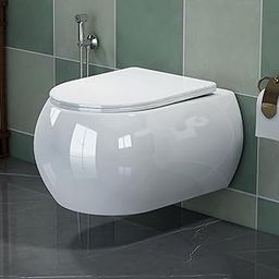 Plantex Commode for Toilet/Ceramic Wall Hung Commode/Rimless Commode with Soft Closing Toilet Seat - P Trap (White)-image-23